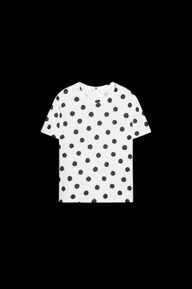 PRINTED T-SHIRT - Black / White by Zara - Image 0