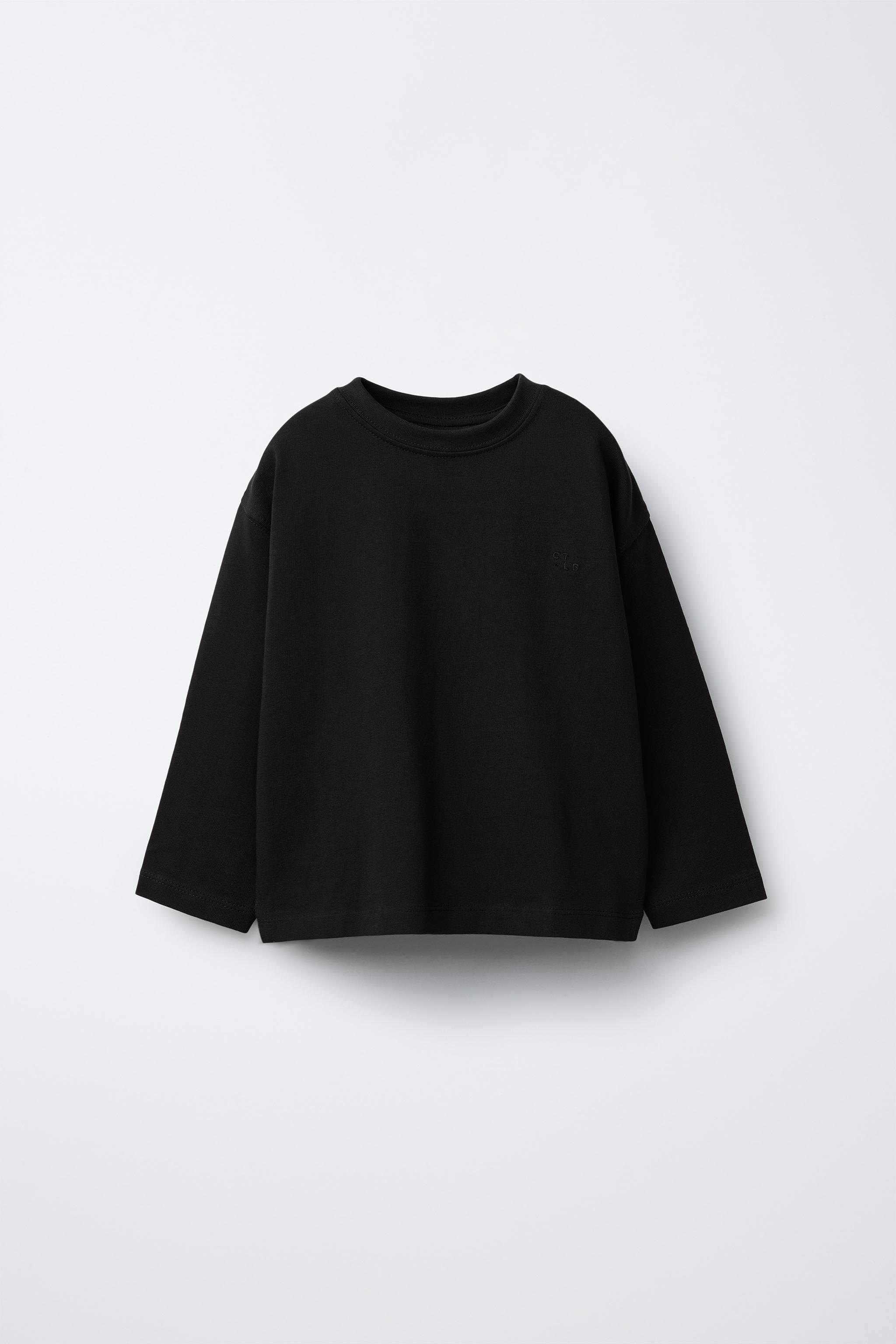 トップス Heavy weight Loose Fit L/S T-SH Black EMBROIDERED HEAVY WEIGHT T-SHIRT - Black | ZARA United States