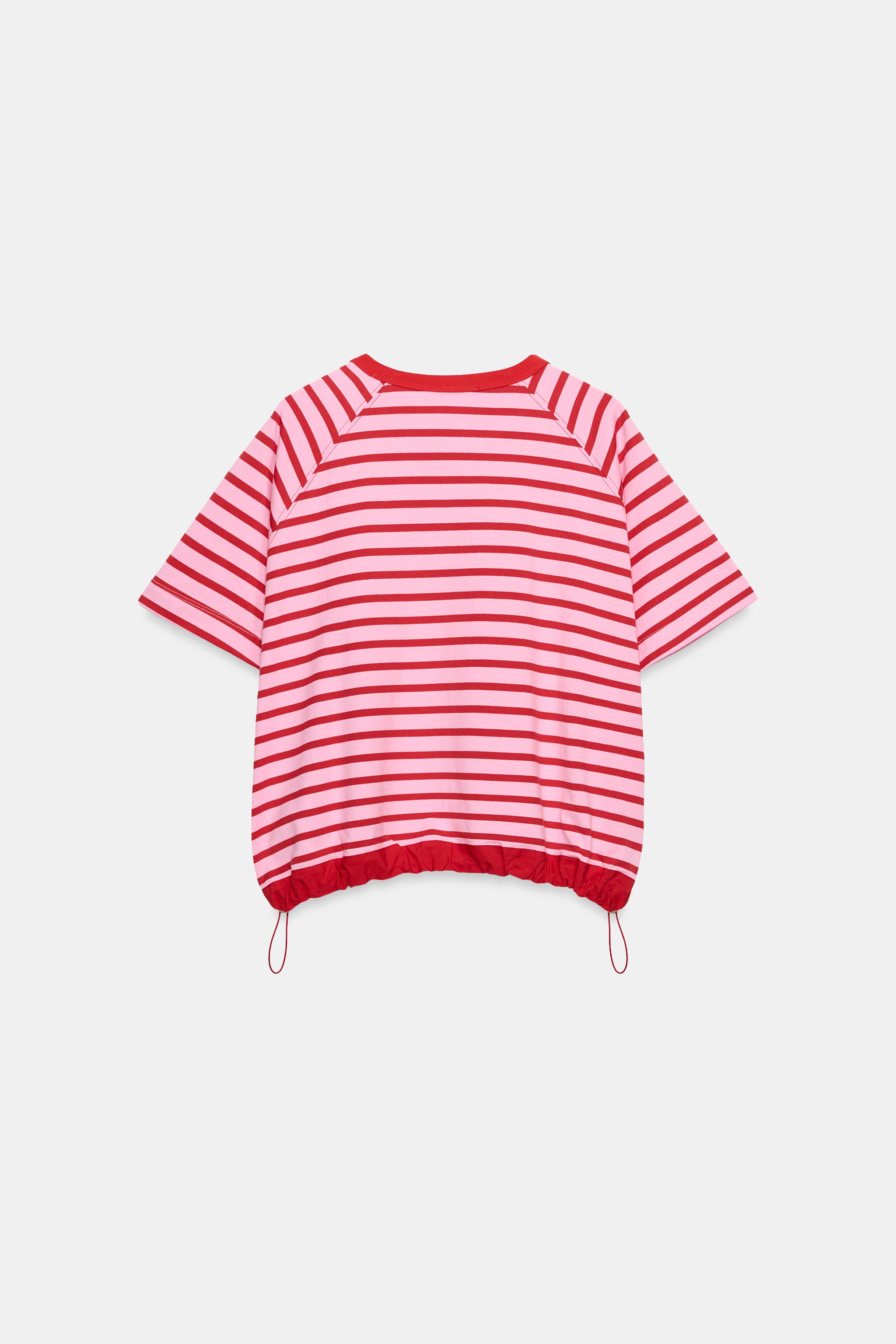 Zara ÇİZGİLİ STOPERLİ T-SHIRT görsel 7