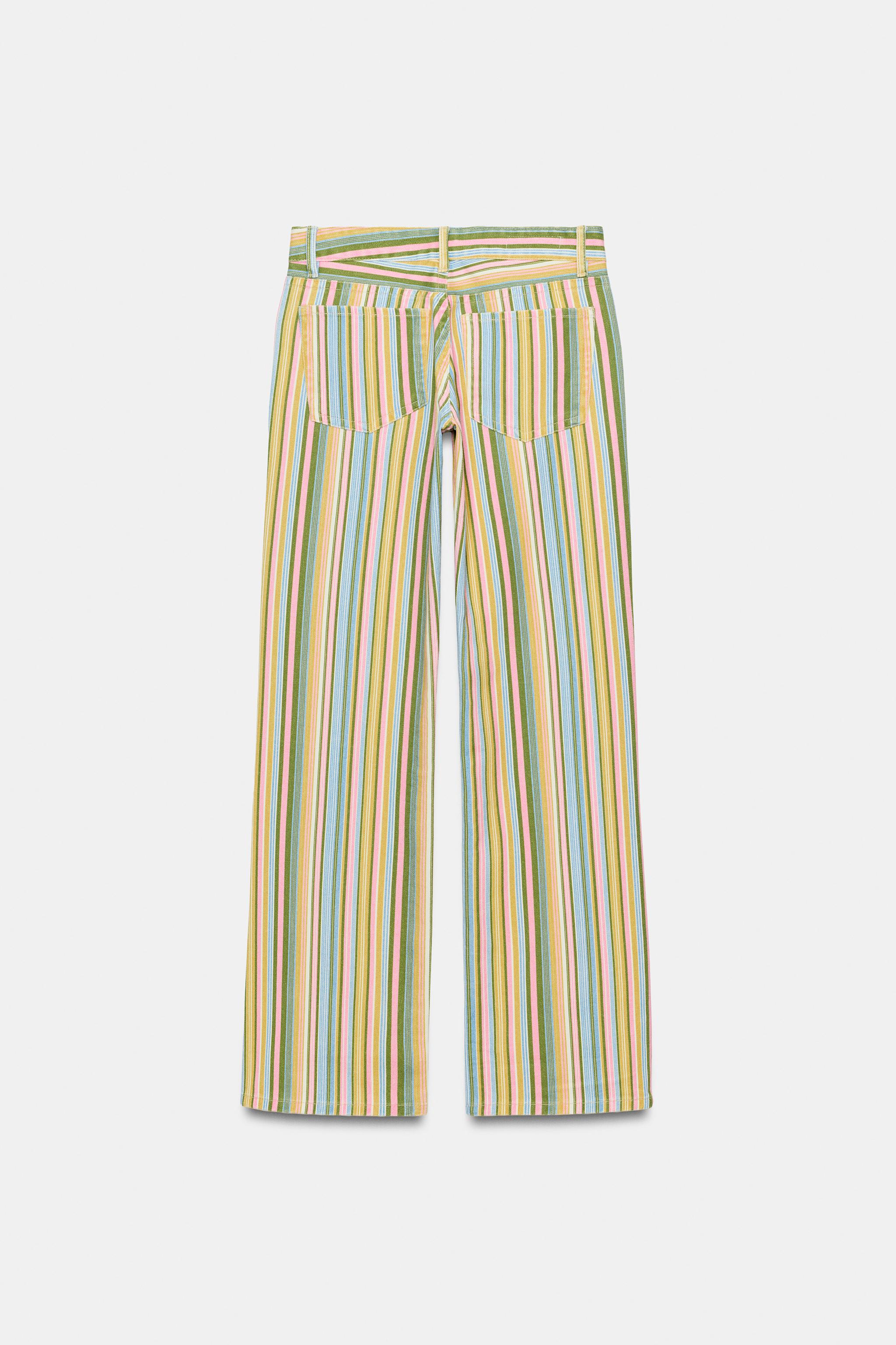 TRF LOW RISE STRIPED WIDE LEG JEANS