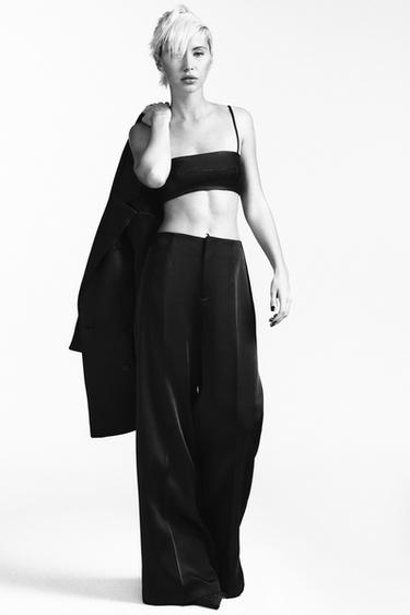 HIGH-WAIST SATIN TROUSERS - Black by Zara