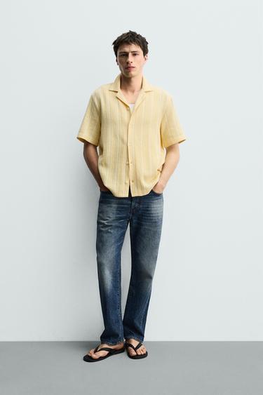 REGULAR FIT JACQUARDHEMD MIT STREIFEN - Gelb von Zara
