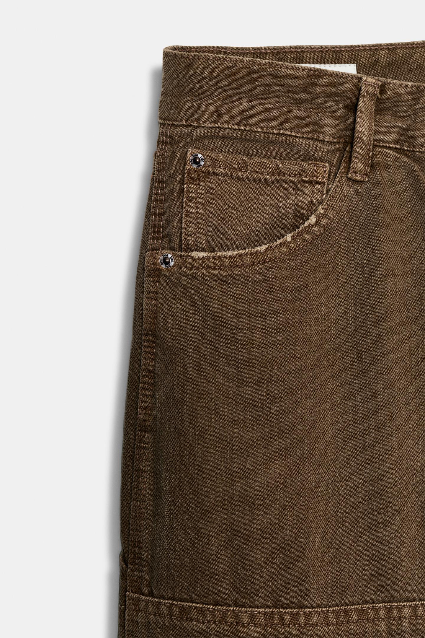 Женские джинсы Zara Low-Rise Straight Fit Trf, цвет: Коричневый — фото 8