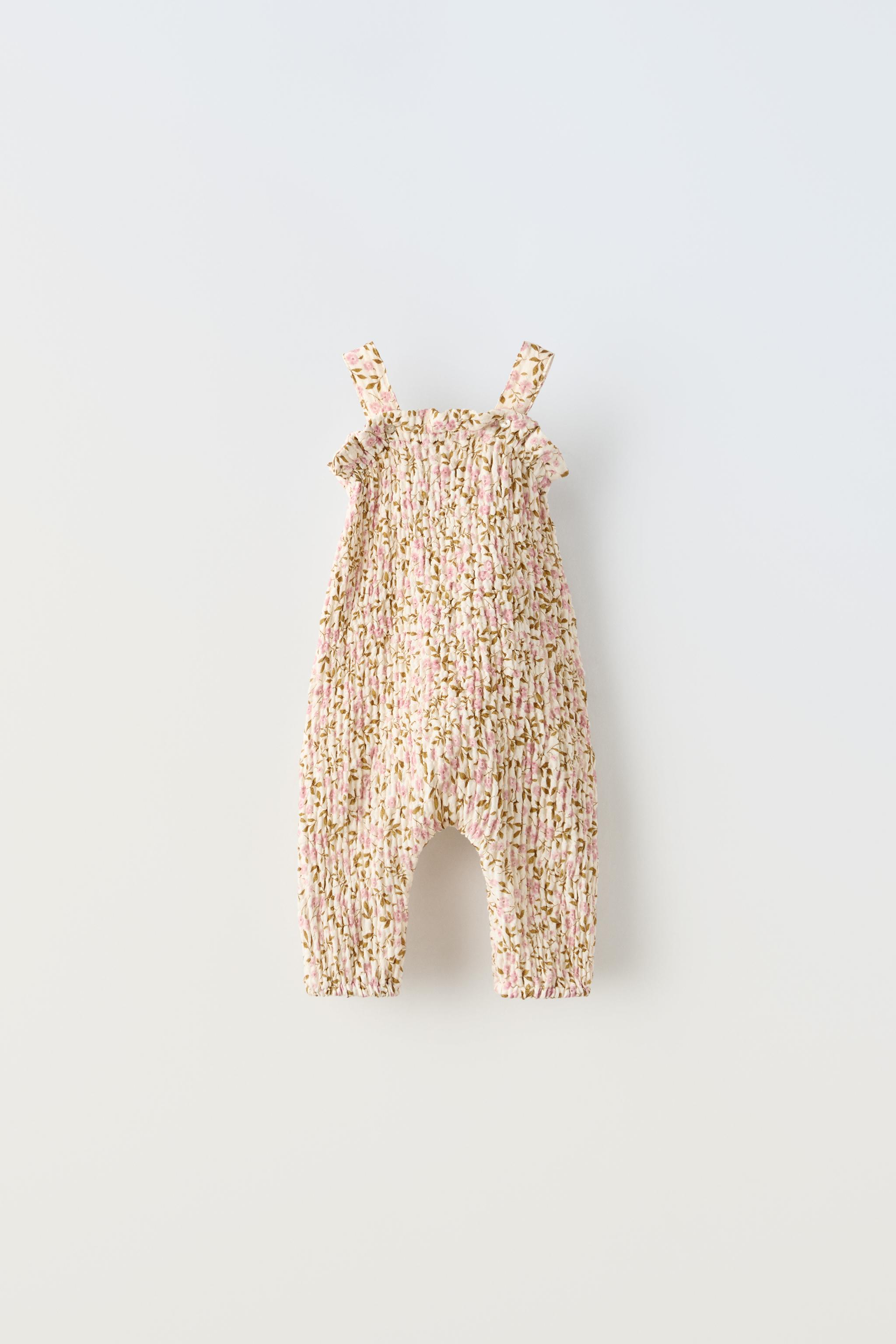 TEXTURED PRINTED OVERALLS - Mid-pink | ZARA United States