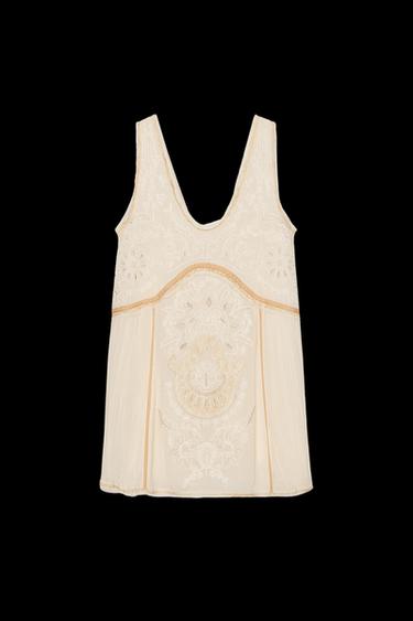 VESTIDO BORDADO ZW COLLECTION - Crudo de Zara - Imagen 0