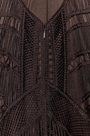 ROBE LONGUE À FRANGES ZW COLLECTION - Marron de Zara - Image 9