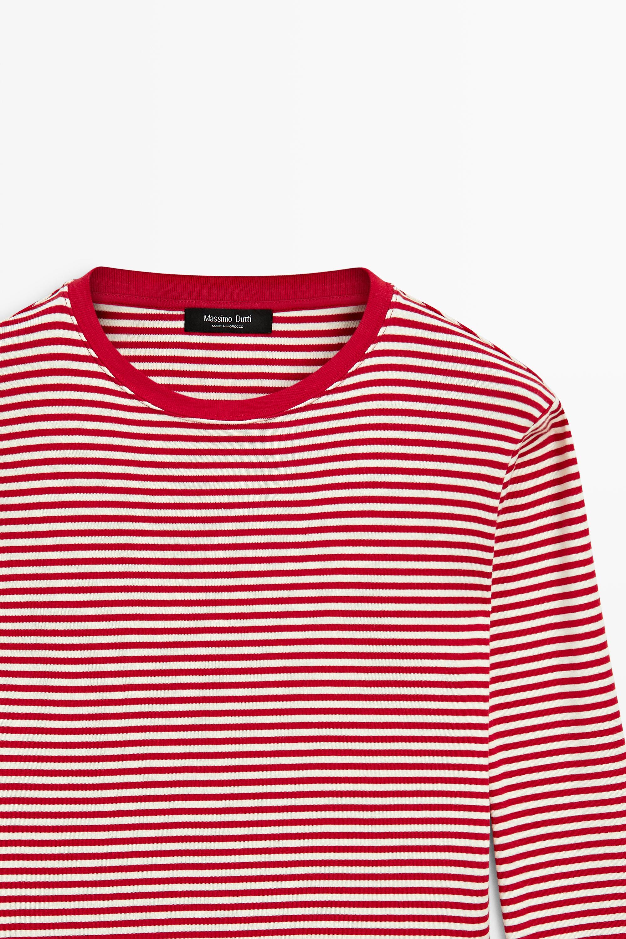 100% cotton long sleeve striped T-shirt
