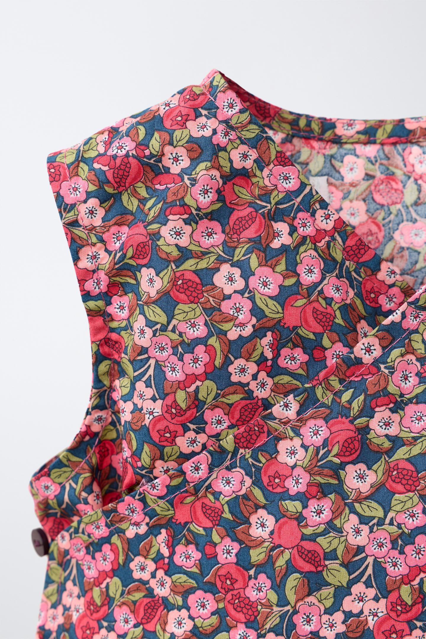 Детский комбинезон Zara Floral Print Romper Made with Liberty Fabric, цвет: Розовый — фото 3