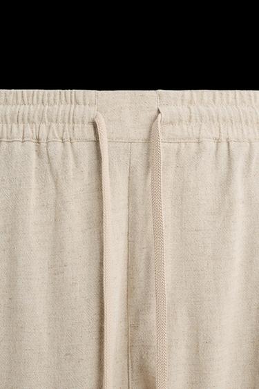Zara REGULAR FIT VISCOSE - LINEN PANTS - Light beige