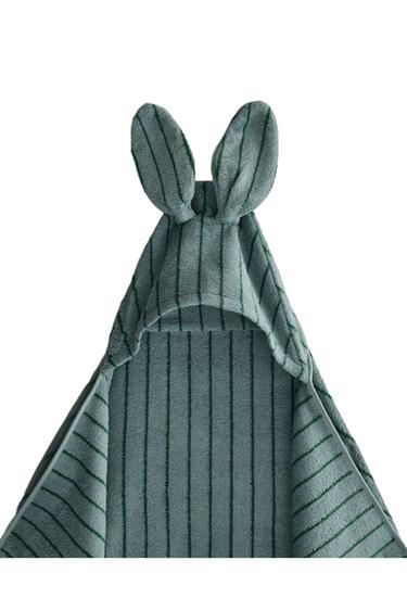 Zara HOODED VELOUR STRIPED BATH TOWEL - Blue