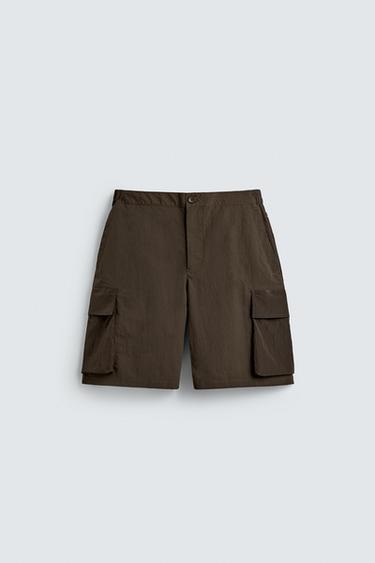 Zara 科技布料工裝短褲 - 限量版 - 深卡其色