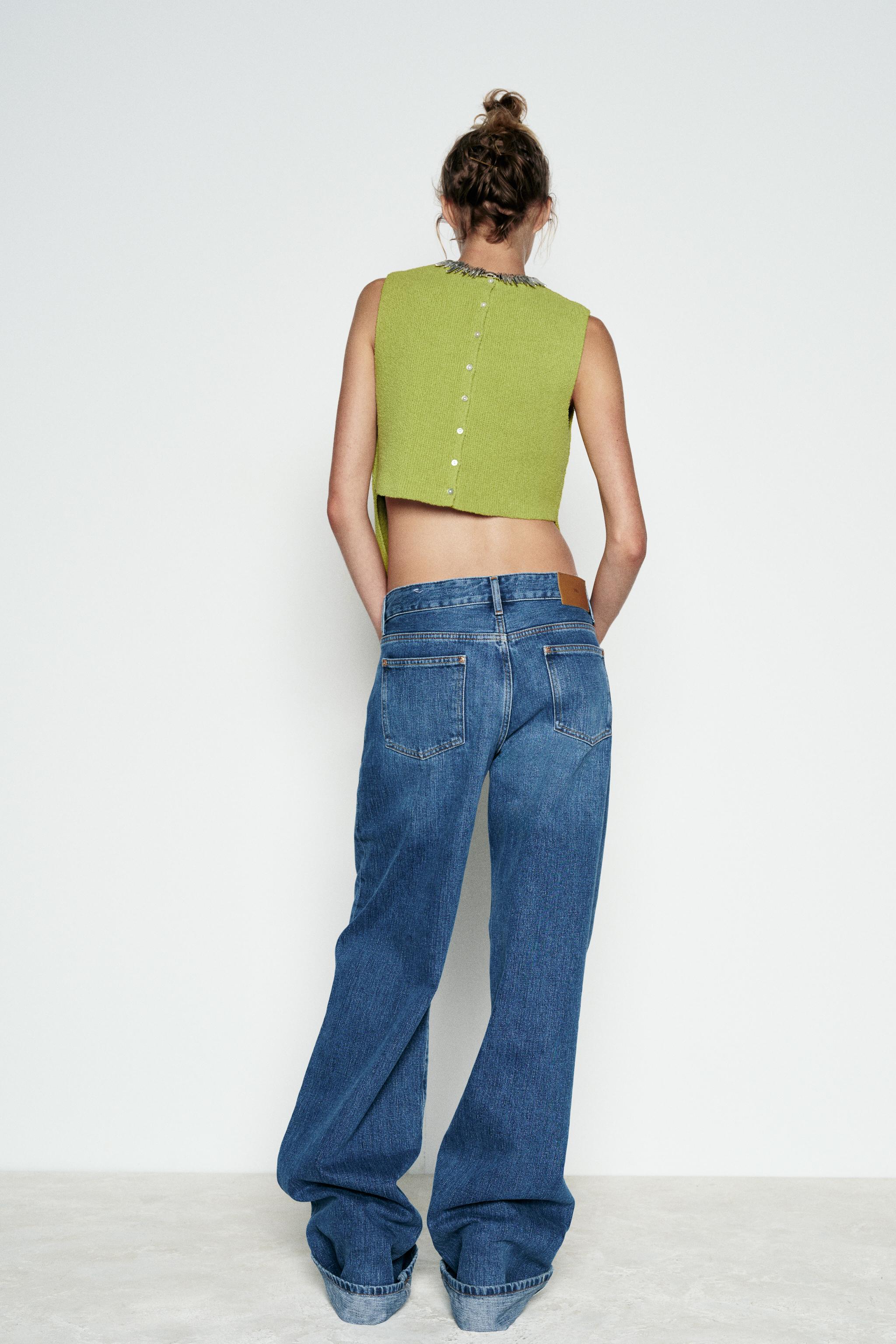 バックボタン プレーン ニットトップス - グリーン | ZARA Japan