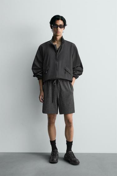 テクスチャーリラックスフィットバミューダカーボングレーZaraのテクスチャーリラックスフィットバミューダ - カーボングレー 