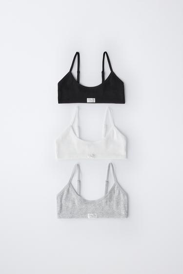 AGES 9-14 / THREE-PACK OF LABELLED TOPS - Black / White by Zara
