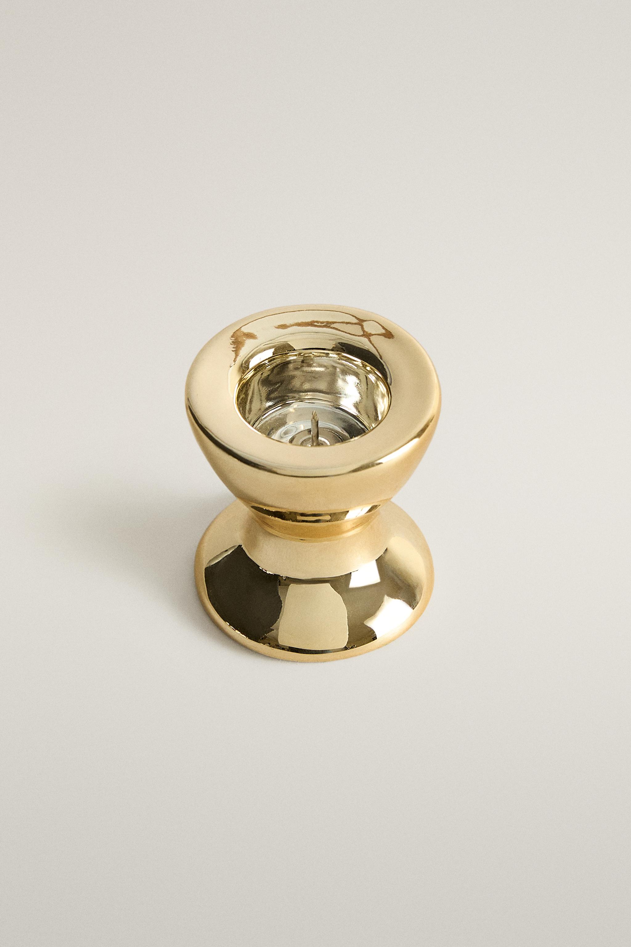 MINI GOLD PORCELAIN CHRISTMAS CANDLESTICK