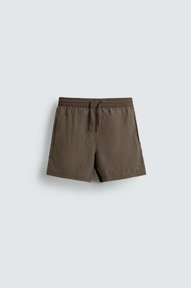 BASIC MID-LENGTH SWIMMING TRUNKS - Brown by Zara