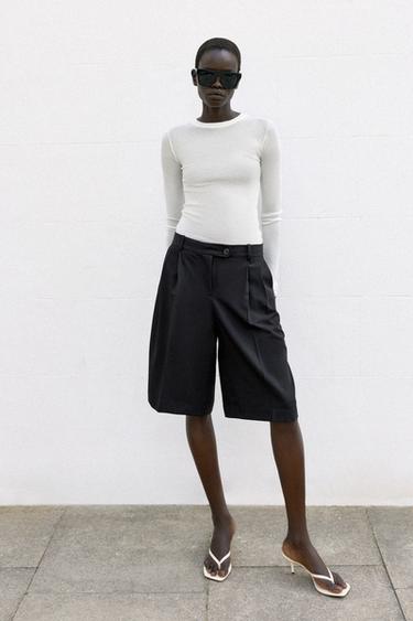 LANGE BERMUDASHORTS MIT ZIERFALTEN - Schwarz von Zara - Bild 0