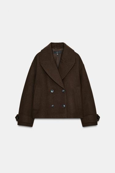 MANTEAU COURT CROISÉ - Marron de Zara - Image 3