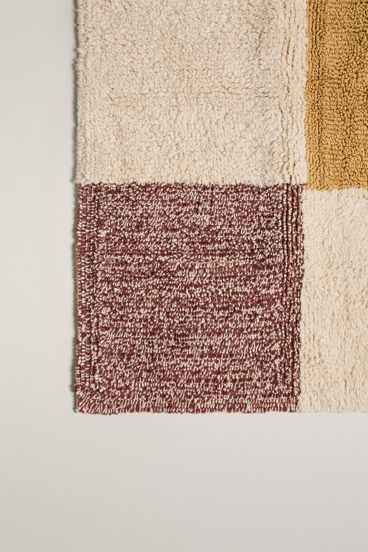 KIDS' COTTON PATCHWORK AREA RUG — Light beige