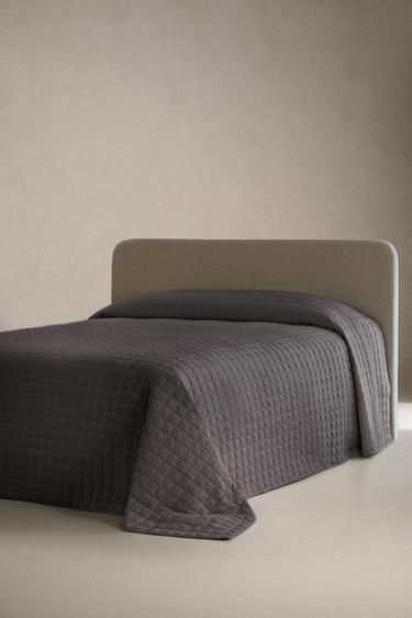 GREY COTTON JERSEY MELANGE QUILT - Dark grey by Zara