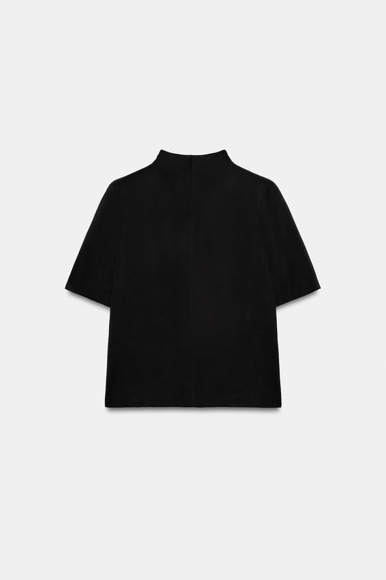 TOP ÉPAULETTES SATINÉ ZW COLLECTION - Noir de Zara - Image 5