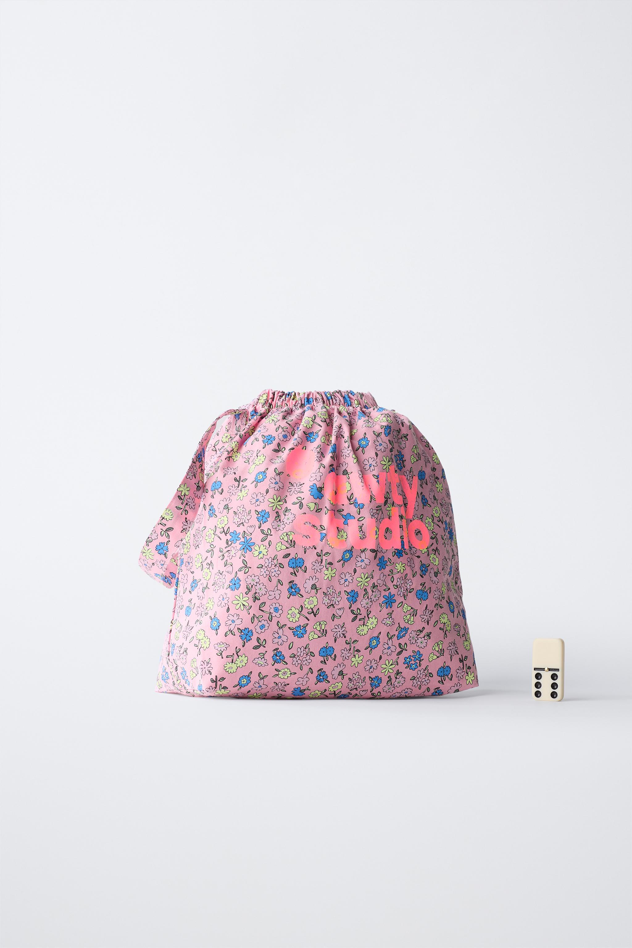 SAC À IMPRIMÉ FLEURS ET INSCRIPTION