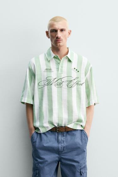 CAMISA POLO BOXY FIT GRÁFICOS ESTAMPADOS - Verde de Zara