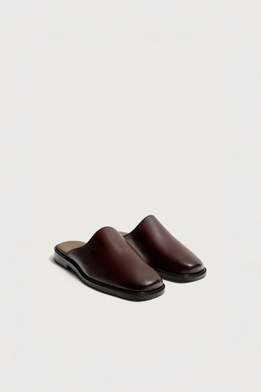ZUECO PIEL - Rojo Burdeos de Zara