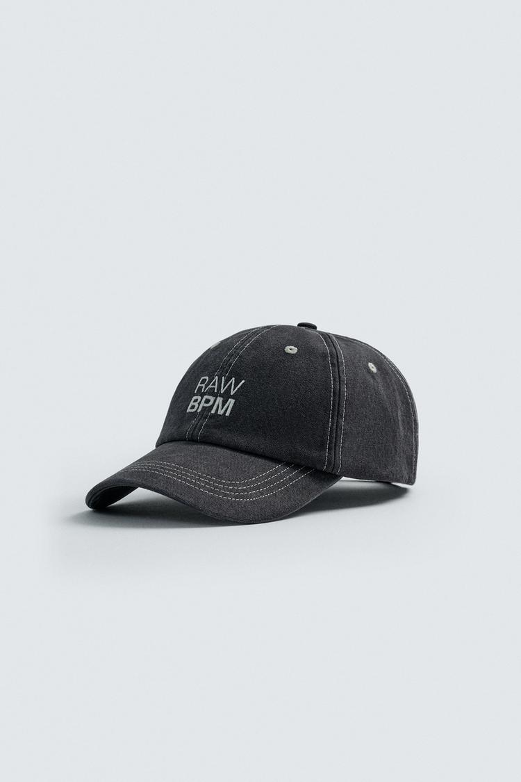 ZARA WASHED CAP WITH EMBROIDERED STITCHING