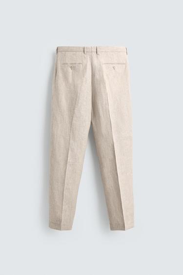 PANTALÓN TRAJE 100% LINO - Beige claro de Zara