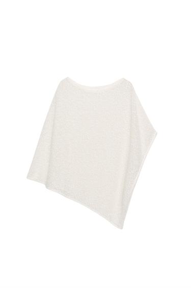 Zara ASYMMETRIC METALLIC THREAD CAPE - Ecru