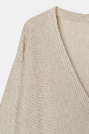 WOOL BLEND V-NECK JUMPER - Sand / Marl by Zara - Image 5