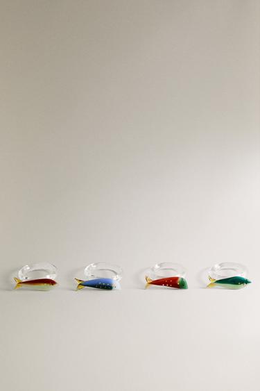 Zara SET OF BOROSILICATE GLASS FISH NAPKIN RINGS (SET OF 4) - Blue - Image 0