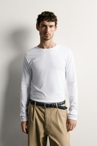 3-PACK SLIM FIT LONG SLEEVE BASIC T-SHIRTS — White 2
