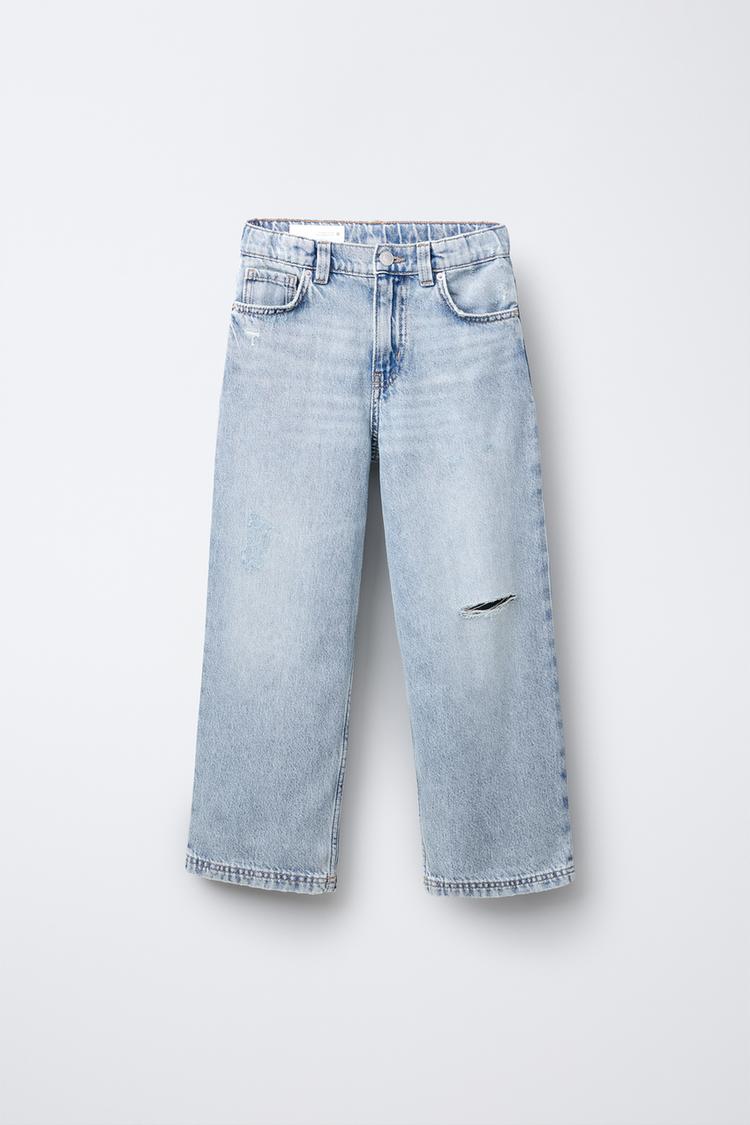 RIPPED RELAXED BAGGY JEANS Blue ZARA United States