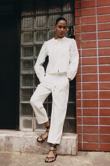 PANTALON TAILLE ÉLASTIQUE - Écru de Zara - Image 0