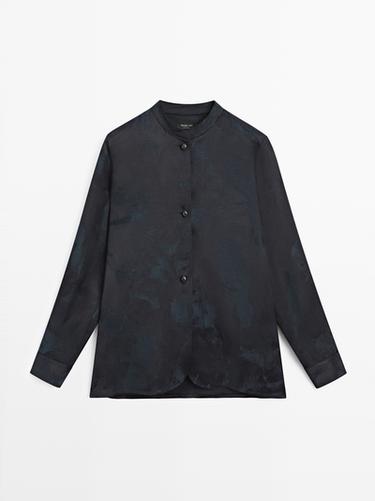 Camisa fluida jacquard - Marino de Zara - Imagen 0
