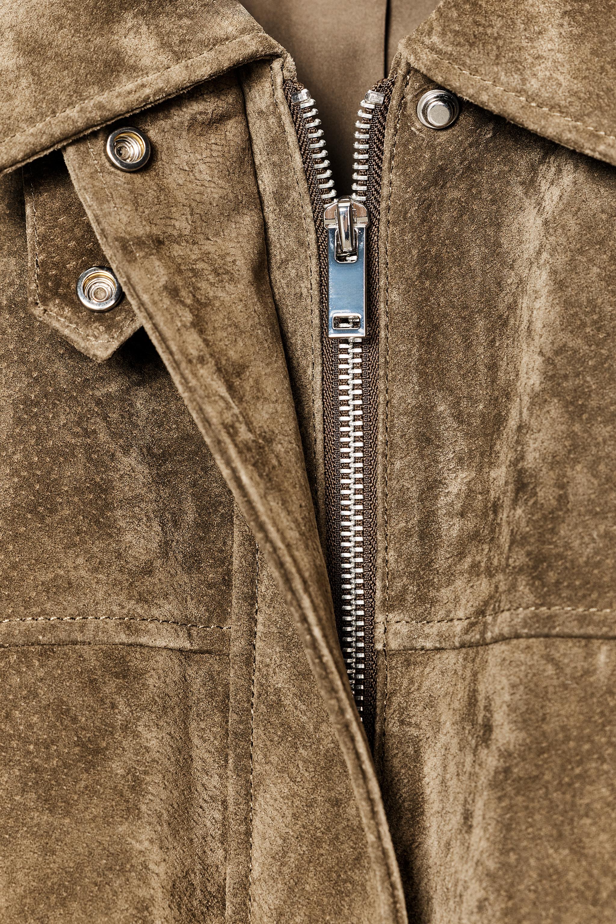 100% LEATHER BOMBER JACKET - Khaki | ZARA United States