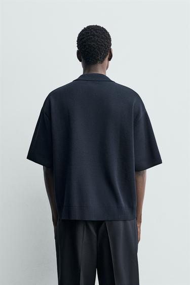 STRICK-POLOSHIRT MIT REISSVERSCHLUSS - Dunkles Marineblau von Zara