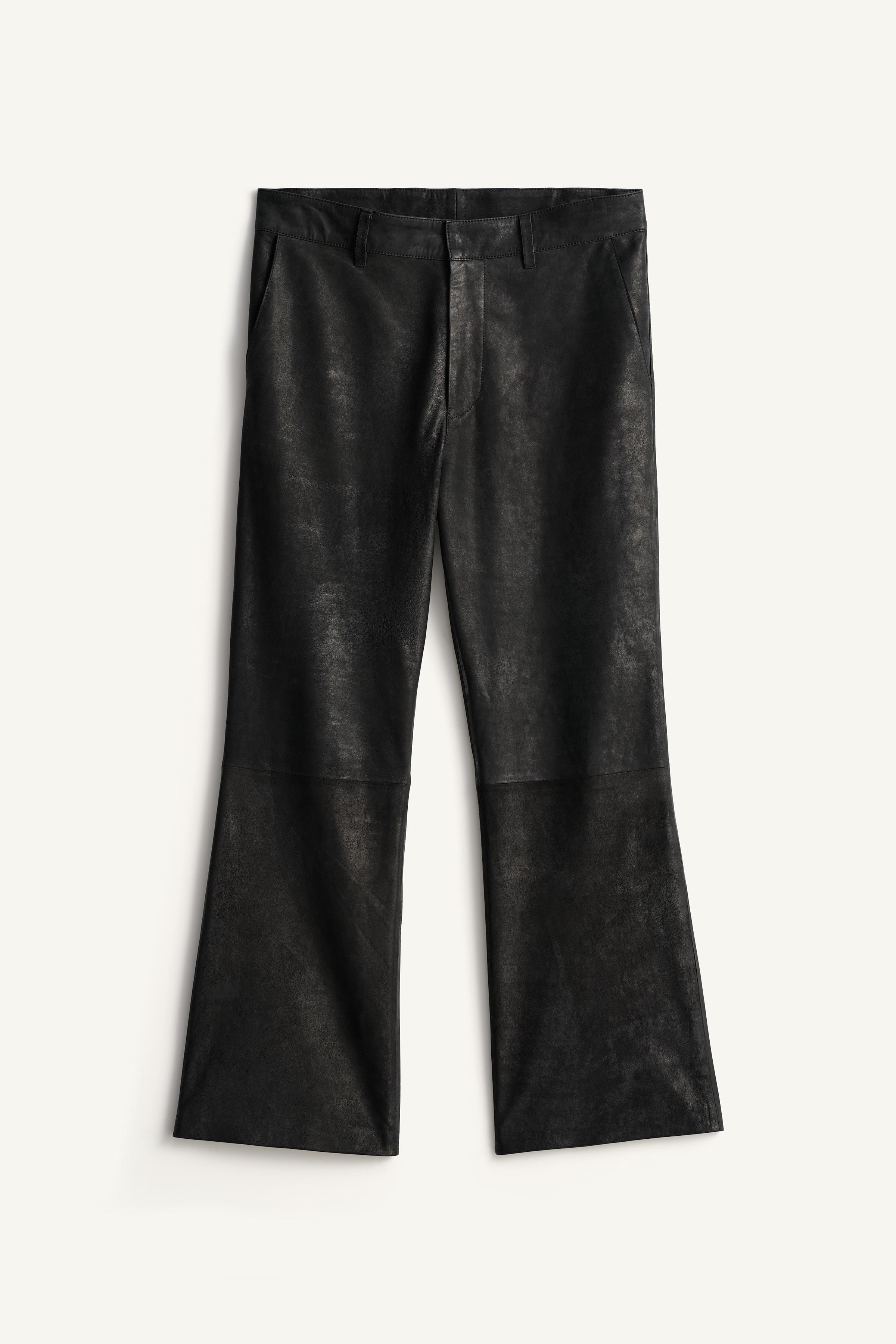 PANTALON FLARE CROPPED FIT CUIR