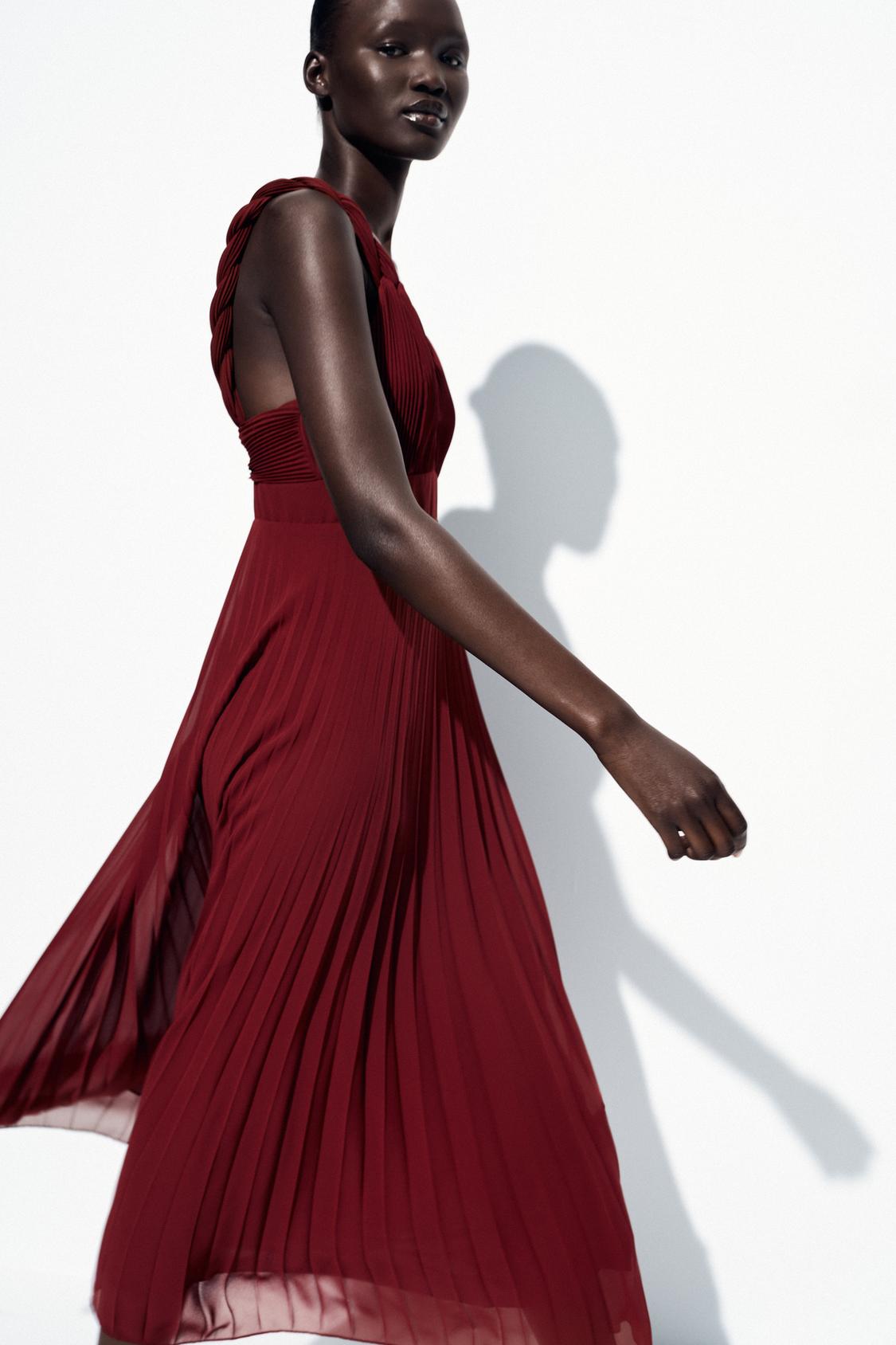 PLEATED MIDI DRESS