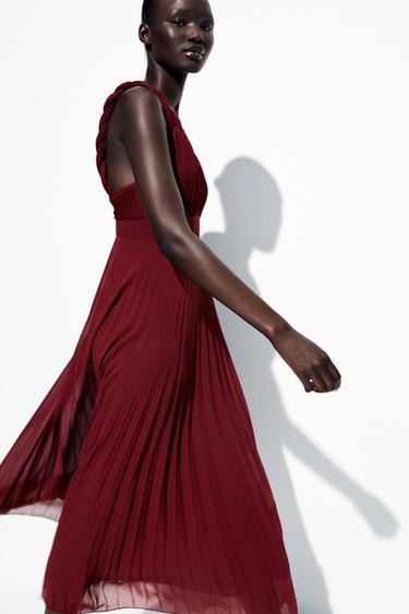 ROBE MIDI PLISSÉE - Terracota de Zara - Image 3