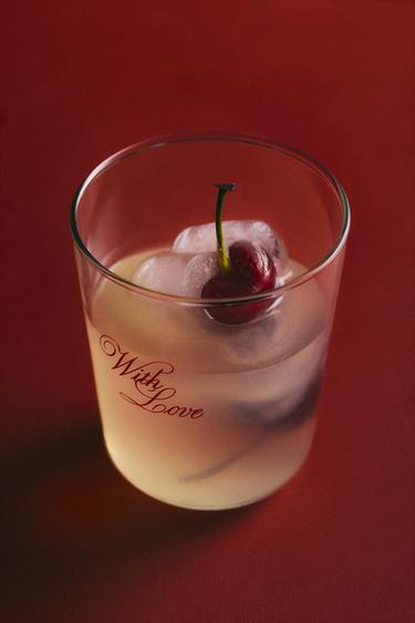 "WITH LOVE" GLASS TUMBLER - Red by Zara
