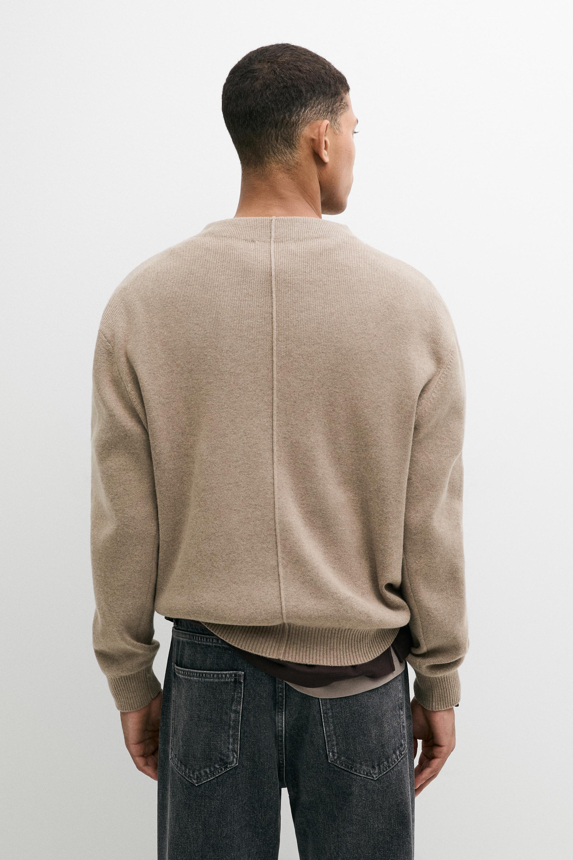 Button mock neck knit sweater