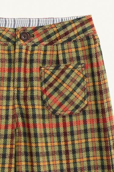 LIMITED EDITION CHECK TROUSERS WITH WOOL - orange-green by Zara - Image 5