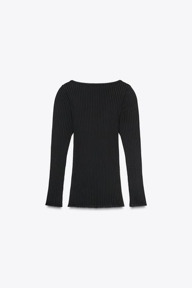 SEAMLESS RIB TOP WITH BOW - Black by Zara - Image 5