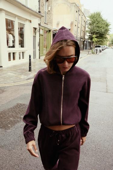 BLOUSON BOMBER À CAPUCHE - Bordeaux de Zara - Image 2