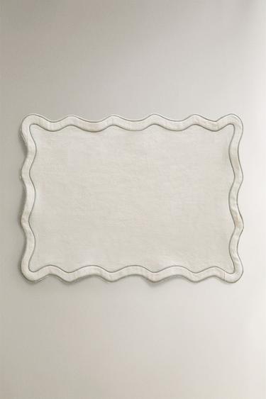 Zara LINEN PLACEMAT WITH WAVY EDGE - Bluish - Image 0