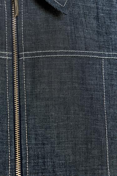 VESTE COURTE SURPIQÛRES CONTRASTE - Indigo de Zara - Image 6