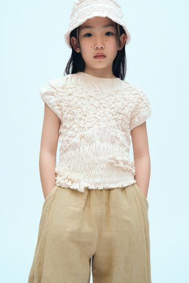 TEXTURED ELASTICATED T-SHIRT X FANGLU LIN - Ecru by Zara - Image 1